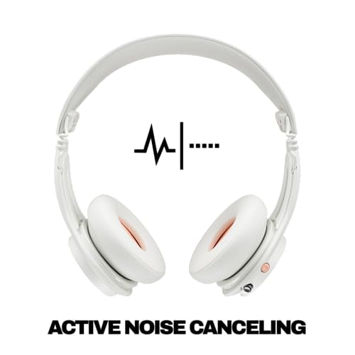 Skullcandy Icon ANC Noise Canceling Wireless Headphones - Bone/Orange | On-Ear Fit, Bluetooth, Noise Cancellation, 60 Hours Battery, Sweat Water Resistant, Foldable, Travel Ready, Microphone - color: Bone