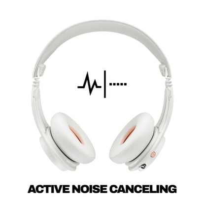 Skullcandy Icon ANC Noise Canceling Wireless Headphones - Bone/Orange | On-Ear Fit, Bluetooth, Noise Cancellation, 60 Hours Battery, Sweat Water Resistant, Foldable, Travel Ready, Microphone - color: Bone