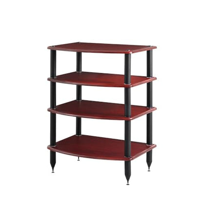 Pangea Audio Vulcan Four Shelf Audio Rack, Media Stand, and Components Cabinet 4 Shelf Rosenut Red - color: 4 Shelf Rosenut Red