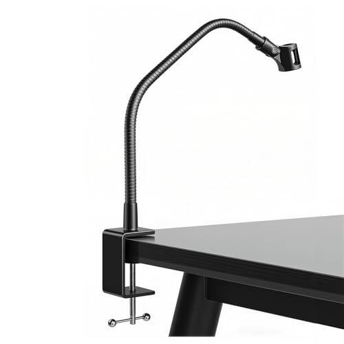 KC32 19-Inch Gooseneck Mic Stand, Heavy-Duty Desk Clamp for Podium | Flexible Arm Microphone Holder, Lectern Mount, 5/8-27 Thread, 3/8-16 Adapter, Mic Clip, Podcast, Pulpit, Studio, 2.8 lb Load - size: 19-INCH