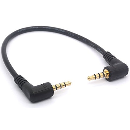 4Pole 3.5mm Audio Cable Right Angle Male to Male 1/8" TRRS Stereo Cord | for iPhone iPad iPod Android Handsets Smartphone Tablets