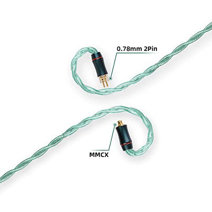 NICEHCK FourMix 4.4mm Balanced MMCX Green IEM Upgrade Cable HiFi Wire | 4-mixed conductor: Cu-Ag alloy,7N Cu,pure silver,6N silver-coated OCC; gold-plated beryllium copper MMCX pin; - color: Green