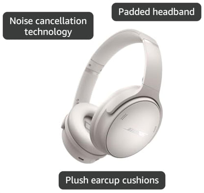 Bose QuietComfort Headphones - Wireless Bluetooth Headphones, Active Over Ear Noise Cancelling and Mic, USB-C Charging, Deep Bass, Up to 24 Hours of Playtime, White Smoke - color: White Smoke