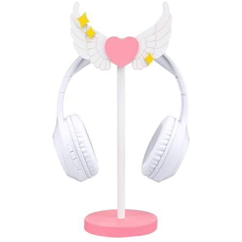 Kingdder Wings Headphone Stand Cute Pink Wood Headphone Stand Gifts | Decorative Desk Accessory for Gamer Room Office, Adorable Headphone Organizer, Gift for Young Women Wife Teacher Girlfriend - style: Wings