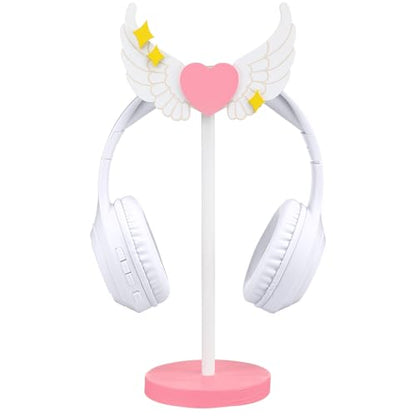 Kingdder Wings Headphone Stand Cute Pink Wood Headphone Stand Gifts | Decorative Desk Accessory for Gamer Room Office, Adorable Headphone Organizer, Gift for Young Women Wife Teacher Girlfriend - style: Wings