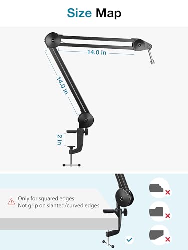 InnoGear Mic Arm Desk Mount Microphone Stand Boom Arm for Blue Yeti - size: Medium
