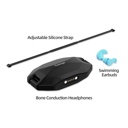 Tayogo Rock PRO W24 Swimming Headphones – Bone Conduction Waterproof Headphones for Swimming, 4-in-1 MP3 Player 32GB, Bluetooth 5.4, FM Radio (Black) - color: Black