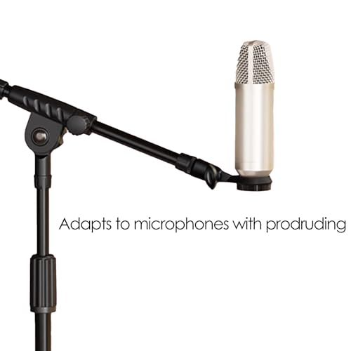 Short Video Mic Clip, 270° Rotatable Microphone Holder with 3/8" Conversion Nut, Shockproof Stand Adapter for 0.9-inch (22mm) Condenser Mics, Compatible with Most Stands & Boom Arms