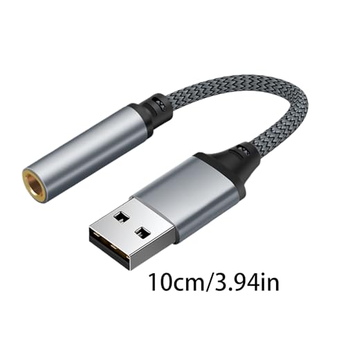 USB to 3.5mm Jack Audio Adapter 3.5mm Audio Adapter Jack Stereo Converter | Audio Jack External Stereo Sound Card Built-In Decoding Chip for Headphone Headset PC Laptop Desktop - size: 10cm