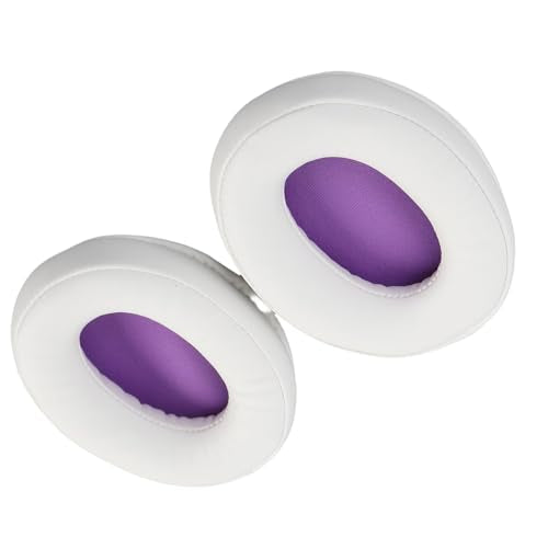 Replacement Ear Pads for ATHM50X M40X M30X M50, Comfortable Protein Leather Headphone Cushions, Sound Insulation Earpads for Studio Headphones, White Purple - color: White Purple