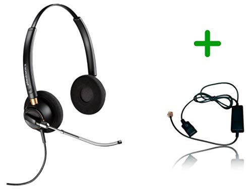 Global Teck Bundle, Plantronics HW540 Headset Bundle Noise-Canceling and Avaya Phone Cord, Compatible with 1408, 1416, 2410, 2420, 4606, 4610, 4610SW, 4612 (HW520v Stereo Headset Inteli Bundle) - size: HW520v Stereo Headset Inteli Bundle