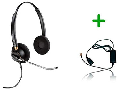 Global Teck Bundle, Plantronics HW540 Headset Bundle Noise-Canceling and Avaya Phone Cord, Compatible with 1408, 1416, 2410, 2420, 4606, 4610, 4610SW, 4612 (HW520v Stereo Headset Inteli Bundle) - size: HW520v Stereo Headset Inteli Bundle