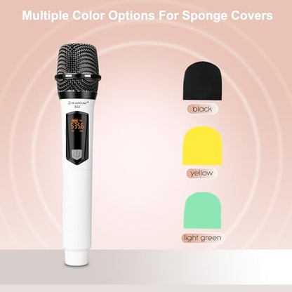 Women's Wireless Microphone - Professional Sound Karaoke Dual Singing Mic for Live Performances, Parties, YouTube&Music, Includes XLR to 0.14in Adapter, Portable Handheld Dynamic Mic