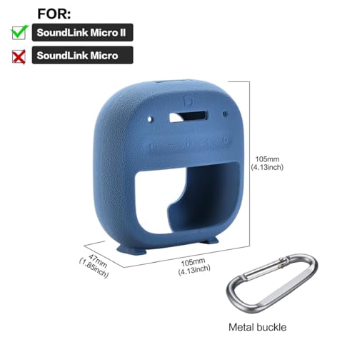 Silicone Case Sleeve for Bose SoundLink Micro 2nd Gen,Protective Case for Bose SoundLink Micro 2,with Carabiner (Blue) - color: blue