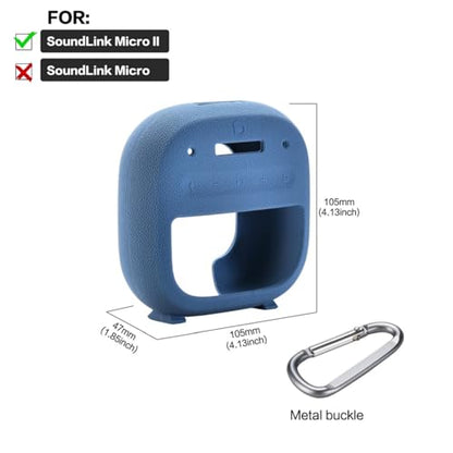 Silicone Case Sleeve for Bose SoundLink Micro 2nd Gen,Protective Case for Bose SoundLink Micro 2,with Carabiner (Blue) - color: blue
