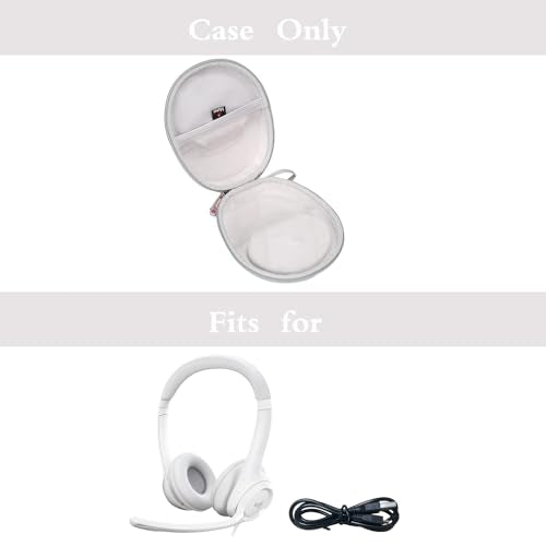 Mchoi Hard Protable Case Fits for Logitech H390 / Logitech Zone 301 Wired Headset, Case Only, Gray - color: Gray