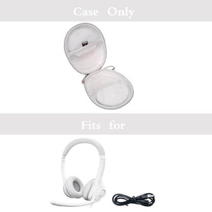 Mchoi Hard Protable Case Fits for Logitech H390 / Logitech Zone 301 Wired Headset, Case Only, Gray - color: Gray