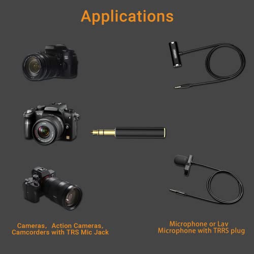 3.5mm TRRS to TRS Mic Adapter,Microphone Adapter for Canon,Nikon Cameras,3.5mm TRRS Female to TRS Male Microphone Adapter for Audio Recorder-2 Packs