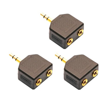 3.5mm Audio Splitter Adapter, 1/8 inch Male to 2X Female Y-Connector, 3-Pack