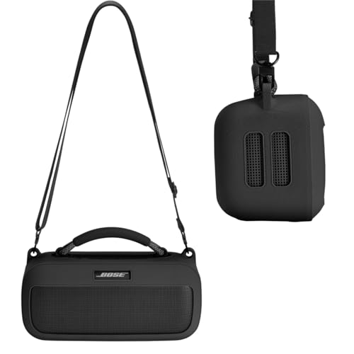 Protective Case for Bose SoundLink Max Speaker, Silicone Case Cover with Shoulder Strap for Bose SoundLink Max - color: Black