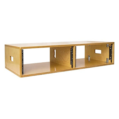 Sound Town DIY 2 x 4U Studio Rack with Baltic Birch Plywood, Golden Oak for Recording Room, Home Studio (SDRK-D4) - size: 2 x 4U, Golden Oak