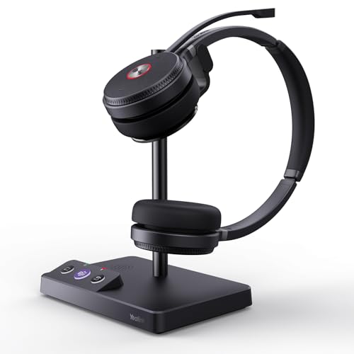 Yealink WH62 Stereo DECT Wireless Headset, Teams Certified for Deskphone PC | 525 ft Long Range, Work Headphone with 2X Noise Cancelling Mic, Call Control, 14 Hours Talk Time for Office Call Center - style: WH62 Dual Teams