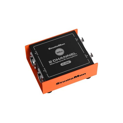 StudioMan CL-200 2-CH XLR Preamp for Dynamic Microphones,25dB Gain, Low-Noise Amplifier,Compact Metal Housing, XLR I/O,0range/Black,Phantom Power compatible (CL-200)