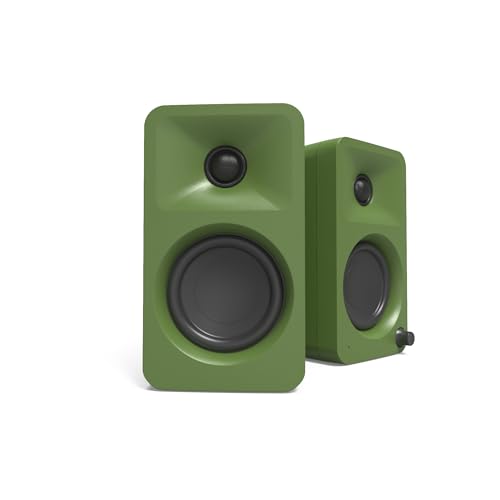 Kanto ORAMN 100W Powered Reference Desktop Computer Speakers with Bluetooth 5.0 and USB-C Input | Bi-Amplified | 100 Hz Automatic Crossover | Reference Quality Sound | Pair | Moss - color: Moss, size: 3" Woofer - 100 Watts
