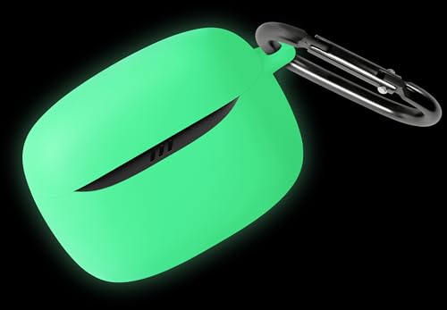 Geiomoo Silicone Case for JBL Tune Buds 2, Soft Flexible Scratch Resistant Protective Cover with Carabiner (Luminous Green) - color: Luminous Green