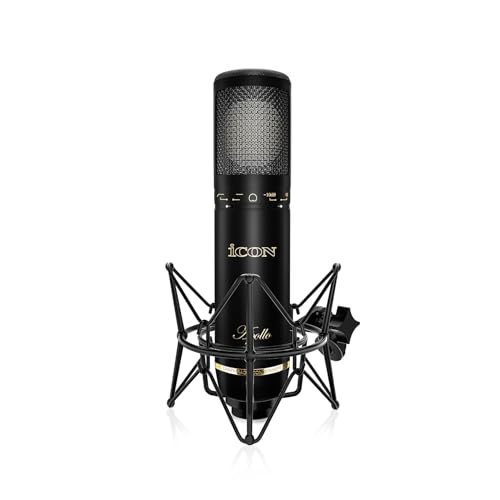 iCON Pro Audio Apollo 34mm Condenser XLR Microphone with Shock Mount | 34mm Gold-Sputtered Capsule Cardioid XLR Microphone for Studio Streaming