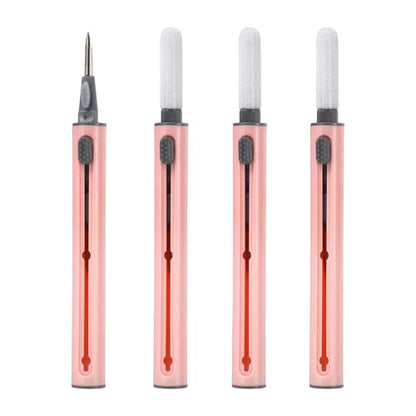 4PCS Earphone Cleaner Kit - Ultra Portable Multi-Function Cleaner Kit Soft Brush for Bluetooth Earphones Case Cleaning Tools, Light Pink - color: Light Pink