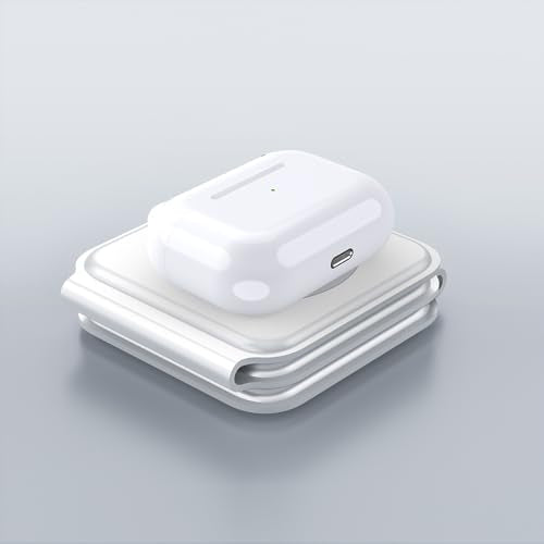 IHAO 3in1 Megnetic Attraction Wireless Charging Station Foldable Fast Charger for iPhone 15/14/13, iWatch & AirPods 15W Charging Stand with Strong Magnet Fold to Stand Multi-Device Safe Charging-White - color: 3in1 Wireless Charger K99 White