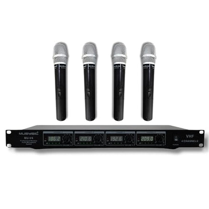 MUSYSIC Professional VHF Wireless Microphones, Handheld Dynamic Mic System - size: 4 handheld
