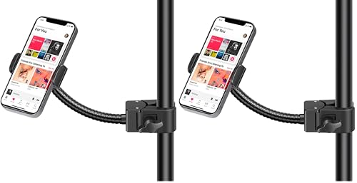 InnoGear Mic Stand Phone Holder, Flexible Gooseneck Mount Clamp for Microphone Boom Arm Tube Pipes Music Accessories for iPhone 16 15 14 13 12 MAX Pro Samsung Galaxy All Smartphones (Pack of 2) - size: Compact (Pack of 2)