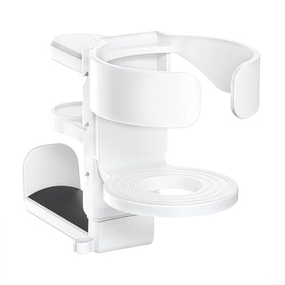 Under Desk Organizer Cup Holder and Headphone Hanger 2 in 1 Adjustable Clamp for a Cleaner Workspace (White) - color: White