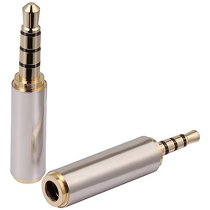 2.5mm to 3.5mm Male Female Aux Adapter 4pc Combo Pack Stereo Audio TRRS 4-Pole Headset Converter Connector for Smartphones, Headphone, Mic, Tablets - style: 4pc Combo Pack