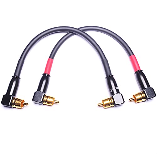CNCESS CESS-137-1f Right Angle RCA Preamp Jumpers Male to Male Patch Cable, 2 Pack (1 Foot) - size: 1 Foot