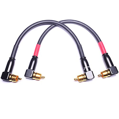 CNCESS CESS-137-1f Right Angle RCA Preamp Jumpers Male to Male Patch Cable, 2 Pack (1 Foot) - size: 1 Foot