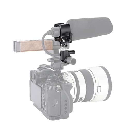 NICEYRIG Shotgun Microphone Holder Universal for Microphone/LED Torch - 628 | 18.5mm - 35mm Adjustable Aluminum Clamp for 15mm Rod Mount Shocks and Noises Absorption