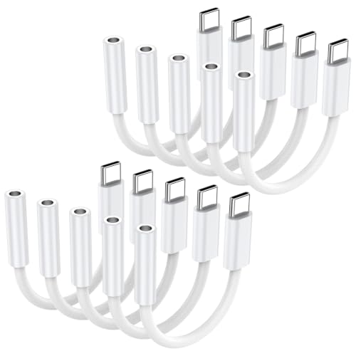 10 Pack USB C to 3.5 mm Jack Adapter, 3.5mm 1/8 Inch Aux to USB C Audio Headphone Jack Adapter Compatible with iPhone 17/16/15, iPad Pro, SMSUNG Galaxy S25 S24 S23 Ultra, Pixel 10/9/8 - size: 10 Pack