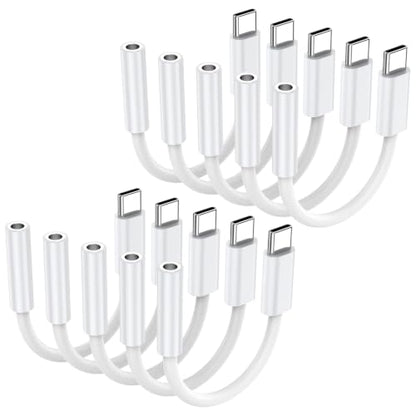 10 Pack USB C to 3.5 mm Jack Adapter, 3.5mm 1/8 Inch Aux to USB C Audio Headphone Jack Adapter Compatible with iPhone 17/16/15, iPad Pro, SMSUNG Galaxy S25 S24 S23 Ultra, Pixel 10/9/8 - size: 10 Pack