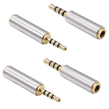 2.5mm to 3.5mmm TRRS Audio Adapter Connector 4pcs | 4Pole 2.5mm Male to 3.5mm Female Stereo Converter,for Mic Phones Headphone Tablets