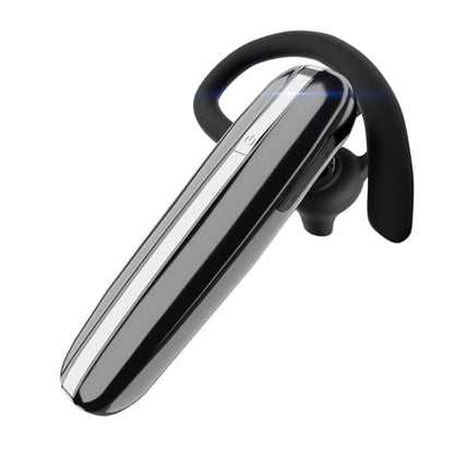 Bluetooth Headset V5.3 Single-Ear Earpiece with Wireless Microphone 48H Battery, Bluetooth Earpiece - Handsfree for Driving/Truck Drivers, Compatible with iPhone, Android, Samsung - color: Silver-Black