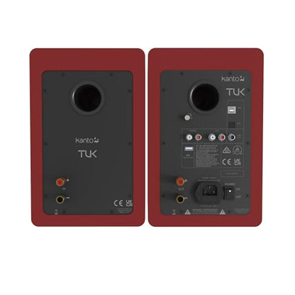 Kanto TUK Powered Speaker with Headphone Out | Built-in USB DAC | Dedicated RCA with Phono Pre-amp | Bluetooth | AMT Tweeter | 5.25" Driver | Pair | Matte Red - color: Matte Red