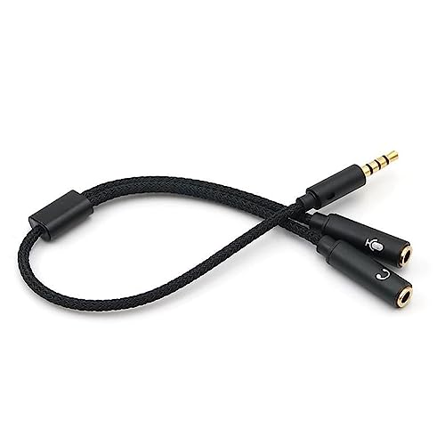 TRRS to TRS Adapter Splitter - 3.5mm 1/8" Audio Splitter Cable | TRRS Male to 2 TRS Female Cable Adapter, Aux Cord for iPhone Android Laptop Microhopone Earphone Speaker, Headphone Adapter