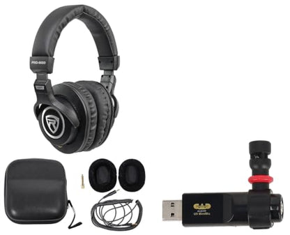 Rockville PRO-M50 Bundle: Studio Monitor Headphones, USB Mac PC Cardioid Condenser Recording Podcast Microphone, Detachable Cable Case Extra Ear Pad, 2-Items
