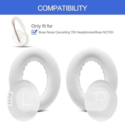 Replacement Ear Pads for Bose NC700 Noise Cancelling Headphones 700 (White) - color: Soapstone White