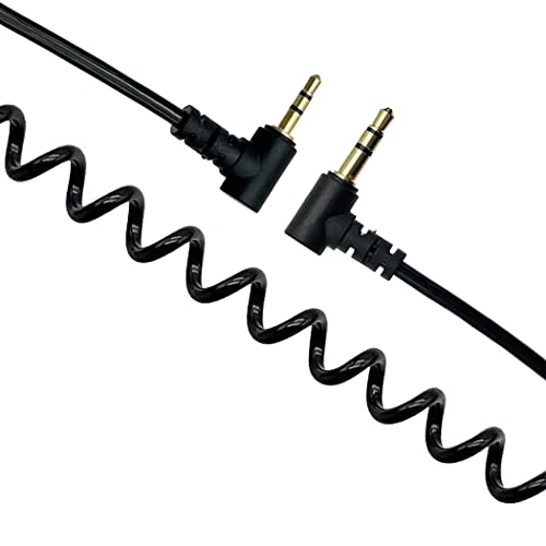 Seadream Coild 3.5mm to 2.5mm Aux Cable, 2Pack 90 Degree Double Angled 2.5mm Male to 3.5mm 1/8inch Male TRS Stereo Audio Headphone Aux Coiled Cord Cable (2Pack Coiled 5FT)