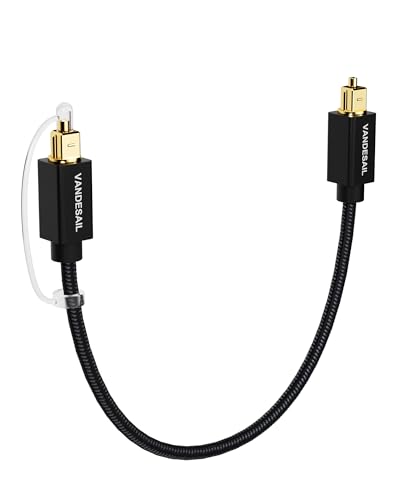 Short Optical Audio Cable 7 Inch,Nylon Braided Optical Cable for Soundbar, Gold Plated Digital Fiber Optic TOSLINK Cable Compatible with Xbox,PS4,Samsung,Amps,TV