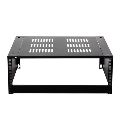 AEONS 4U Wall Mount Reinforced Bracket Network Rack Low Profile Vertical & Horizontal Mounting 19" Patch Panel Bracket for Shallow Server Switch IT Studio Equipment, Vented Top Shelf, Black - style: 4U-HV